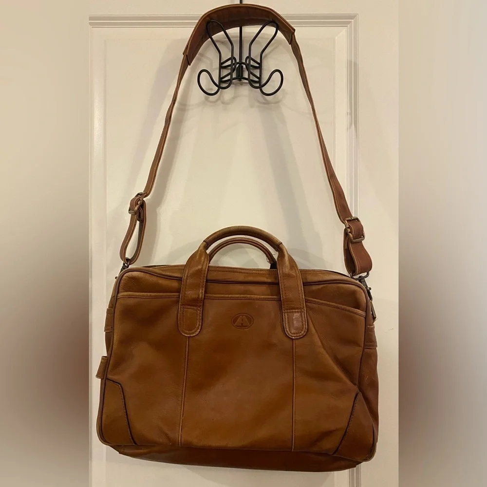Leather Briefcase Avenues America Attaché Messenger Brown Vintage Distressed